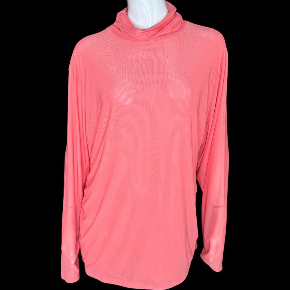 Harlem’s‎ Fashion Row x Undra Celeste Coral Mesh Long Sleeve Top 2X NWOT
